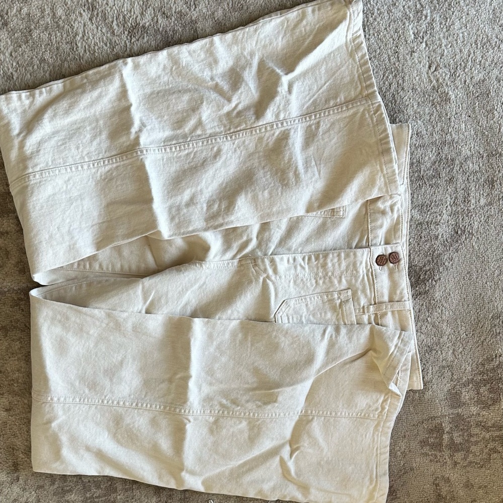 Marine Layer Cream Flare Leg Jeans